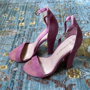 5.5 dusty pink lilac rose heels cool tone faux suede block heel